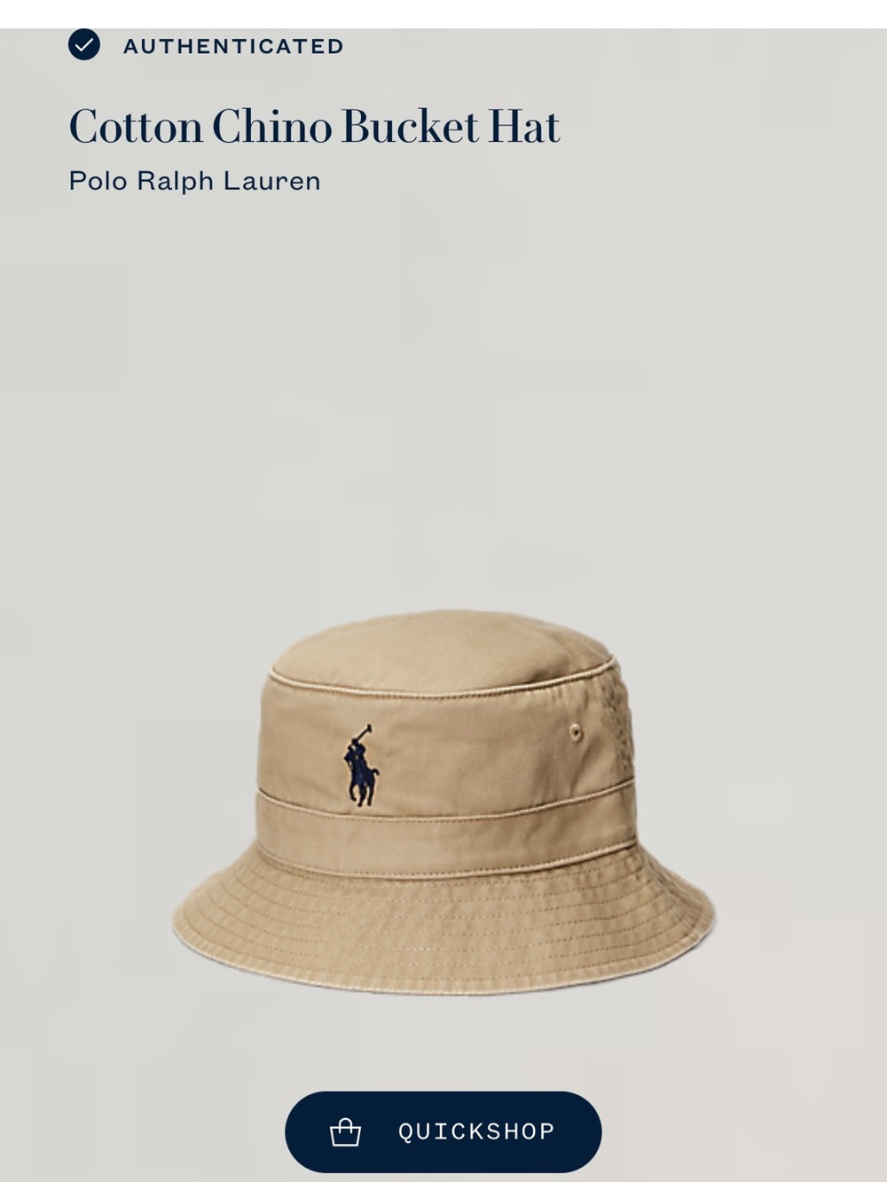 Polo by Ralph Lauren Beige Bucket Hat with Navy Polo Player Logo S/M